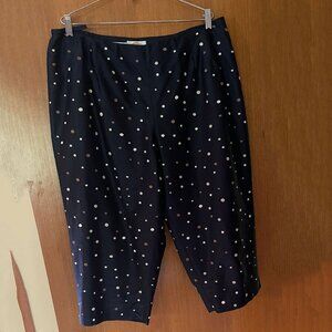 Talbots Pure Silk Embroidered Navy Ankle Capri Pants size 20